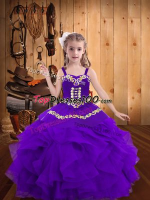 Sleeveless Embroidery and Ruffles Lace Up Pageant Dress
