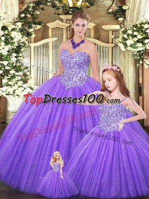 Dynamic Eggplant Purple Sweetheart Lace Up Beading Quinceanera Gown Sleeveless