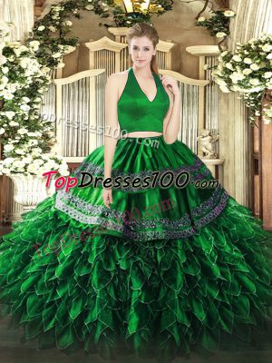 Attractive Organza Sleeveless Floor Length 15 Quinceanera Dress and Appliques and Ruffles