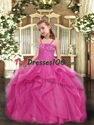 Simple Sleeveless Lace Up Floor Length Beading Party Dresses