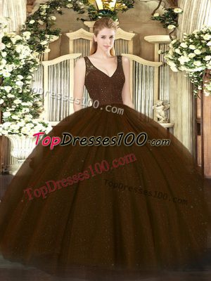 Edgy Sleeveless Beading Zipper Quinceanera Gowns