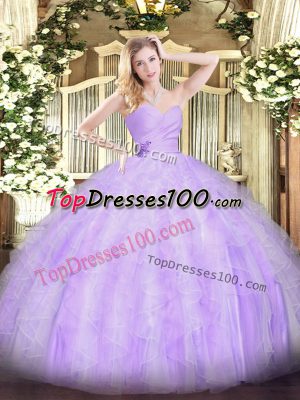 Attractive Floor Length Ball Gowns Sleeveless Lavender Ball Gown Prom Dress Lace Up