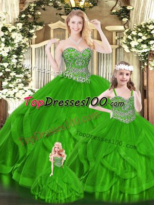 Artistic Sweetheart Neckline Beading and Ruffles Sweet 16 Dresses Sleeveless Zipper
