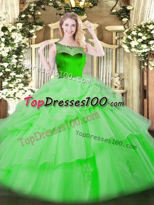 Ball Gowns Beading and Pick Ups Quinceanera Dresses Zipper Organza Sleeveless Floor Length