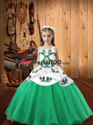 Sleeveless Lace Up Floor Length Embroidery Pageant Dress Womens