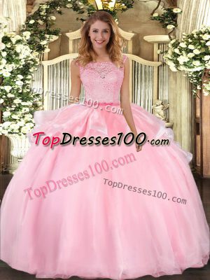 Flirting Organza Sleeveless Floor Length Vestidos de Quinceanera and Lace