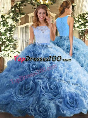 Baby Blue Quinceanera Dresses Sweet 16 and Quinceanera with Beading and Ruffles Scoop Sleeveless Zipper
