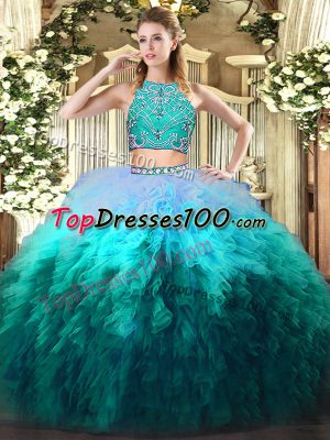 Clearance Multi-color Sleeveless Tulle Zipper Sweet 16 Dress for Military Ball and Sweet 16 and Quinceanera