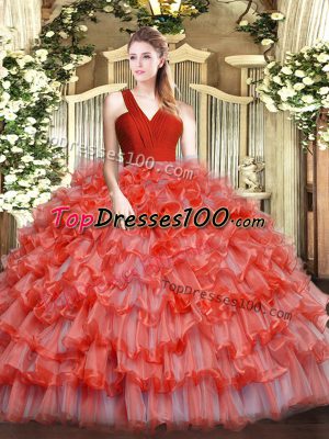 Organza Sleeveless Floor Length Quinceanera Gown and Ruffled Layers