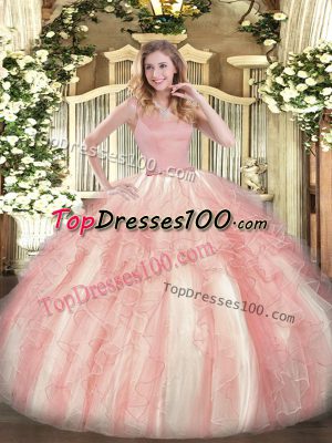 Enchanting Red Zipper Ball Gown Prom Dress Beading and Ruffles Sleeveless Floor Length