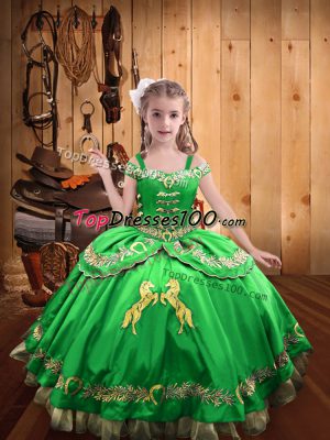 Latest Floor Length Ball Gowns Sleeveless Little Girl Pageant Dress Lace Up
