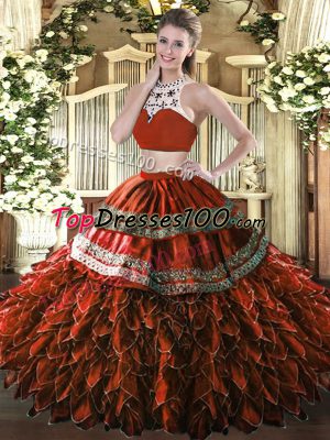 Fantastic Sleeveless Backless Floor Length Beading and Ruffles 15 Quinceanera Dress