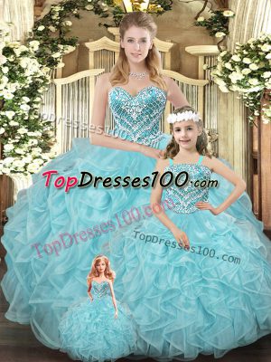 Hot Sale Sleeveless Beading and Ruffles Lace Up Quinceanera Dress