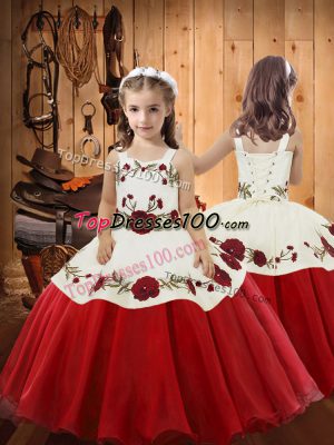 Sleeveless Embroidery Zipper Kids Formal Wear