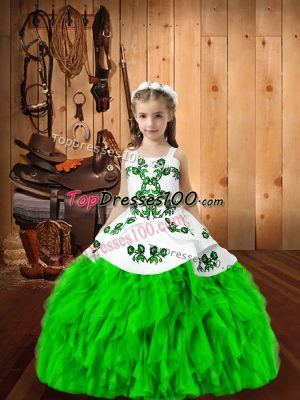 Beauteous Ball Gowns Girls Pageant Dresses Straps Organza Sleeveless Floor Length Lace Up