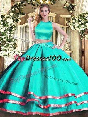 Aqua Blue Sleeveless Ruching Floor Length Quinceanera Dresses