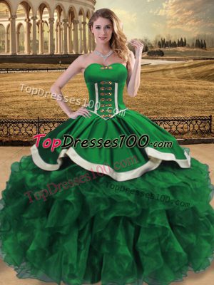 Fantastic Floor Length Green Quinceanera Dress Sweetheart Sleeveless Lace Up