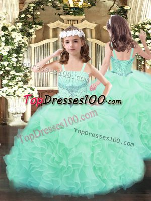 Trendy Sleeveless Beading and Ruffles and Pick Ups Lace Up Custom Made