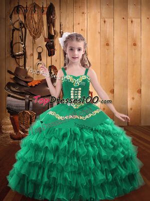 Elegant Floor Length Ball Gowns Sleeveless Turquoise Party Dress for Girls Lace Up