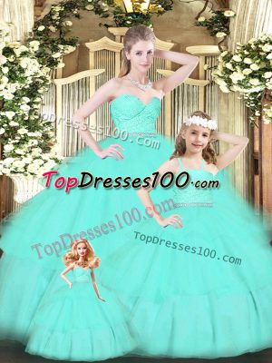 Exceptional Apple Green Ball Gowns Lace and Ruffled Layers Quinceanera Gown Zipper Organza Sleeveless Floor Length