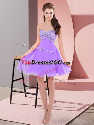 Mini Length Lavender Prom Party Dress Sweetheart Sleeveless Lace Up