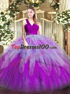 Perfect Floor Length Ball Gowns Sleeveless Multi-color Sweet 16 Quinceanera Dress Zipper