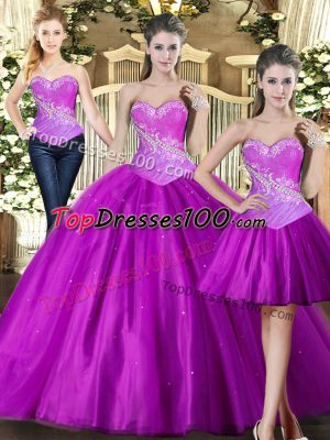 Dynamic Sweetheart Sleeveless Tulle Sweet 16 Dress Beading Lace Up