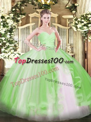 Adorable Tulle Sweetheart Sleeveless Lace Up Ruffles Quinceanera Gowns in