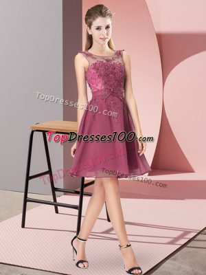 Red Wedding Party Dress Prom and Party and Wedding Party with Appliques Scoop Sleeveless Zipper