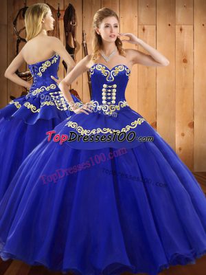 Artistic Sleeveless Lace Up Floor Length Embroidery Quinceanera Gowns