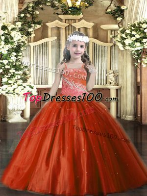Tulle Sleeveless Floor Length Casual Dresses and Beading