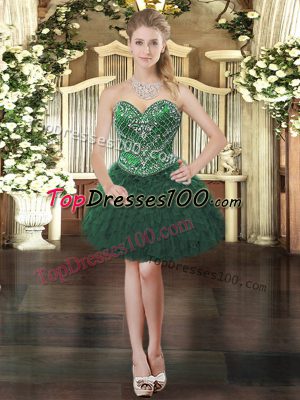 Amazing Sweetheart Sleeveless Organza Homecoming Dress Beading and Ruffles Lace Up