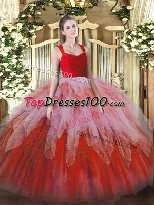 Floor Length Multi-color Sweet 16 Dress Straps Sleeveless Zipper