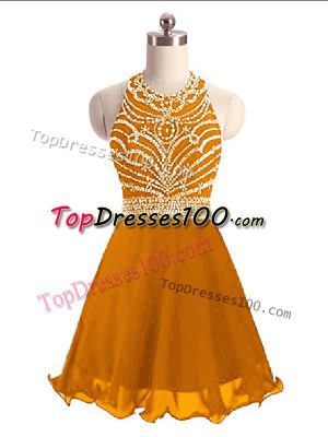 Modest Sleeveless Lace Up Mini Length Beading Prom Party Dress