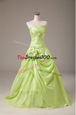 Floor Length Yellow Green Quinceanera Dress Sweetheart Sleeveless Lace Up