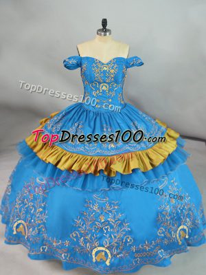 Sleeveless Lace Up Floor Length Embroidery Quinceanera Dresses