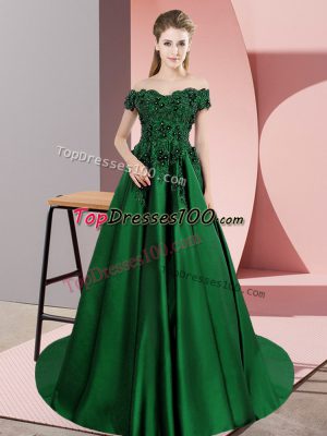 Wonderful Dark Green A-line Lace Vestidos de Quinceanera Zipper Satin Sleeveless