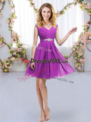 Sleeveless Zipper Mini Length Belt Quinceanera Court Dresses