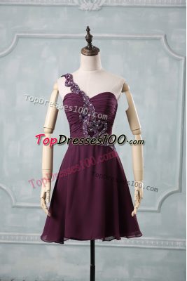 Modern Dark Purple Sleeveless Chiffon Zipper Prom Dresses for Prom and Party and Military Ball