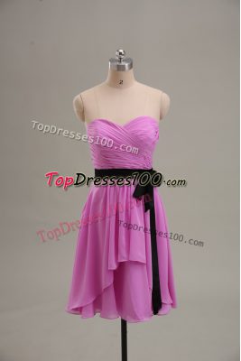 Sleeveless Zipper Knee Length Ruching Prom Gown