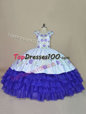 Floor Length Ball Gowns Sleeveless Blue and Purple 15th Birthday Dress Lace Up