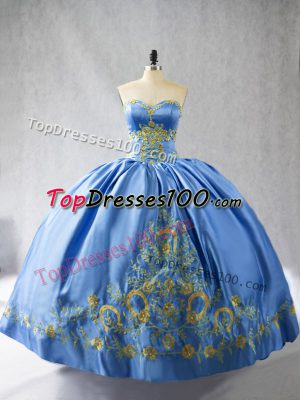 Blue Vestidos de Quinceanera Sweetheart Sleeveless Side Zipper
