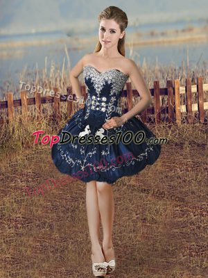Sleeveless Lace Up Mini Length Beading and Embroidery Dress for Prom