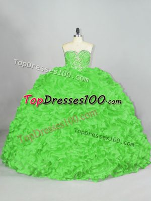 Quinceanera Gowns Sweet 16 and Quinceanera with Beading and Ruffles Sweetheart Sleeveless Court Train Lace Up