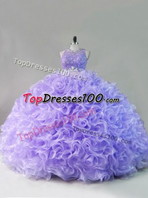 Lavender Sleeveless Beading Floor Length Sweet 16 Dresses