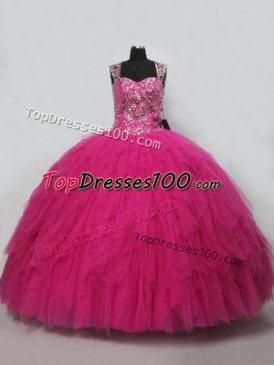 Glorious Sleeveless Beading and Ruffles Lace Up 15 Quinceanera Dress