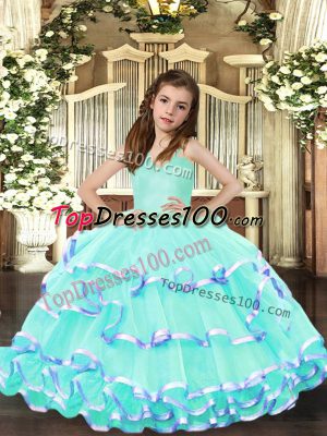 Organza Sleeveless Floor Length Girls Pageant Dresses and Ruffled Layers