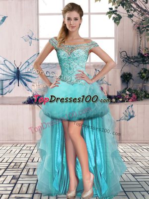 Sleeveless Beading and Ruffles Lace Up Pageant Dress for Girls