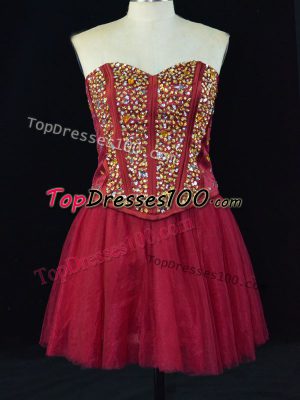 Sleeveless Lace Up Mini Length Beading Club Wear