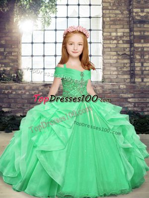Sweet Lace Up Straps Beading and Ruffles Pageant Dress Organza Sleeveless